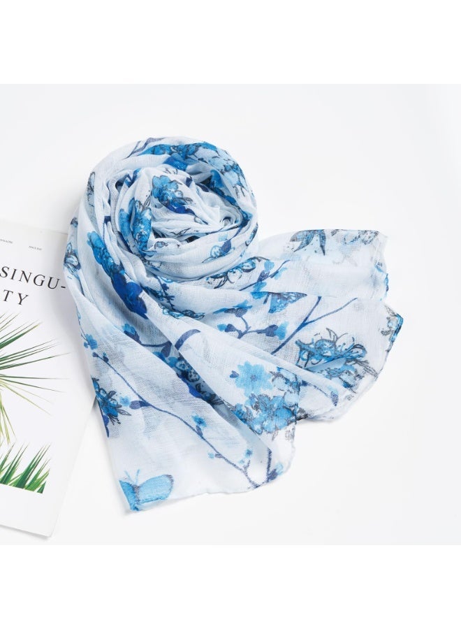 OSHIMA Lightweight Scarves, Floral Cotton Scarf, Fashion Scarf Wraps Shawls, Long Fashion Wraps for All Season Cotton and Linen Monochrome Turban, Fall Winter Fashion Shawl Wrap - Image 5